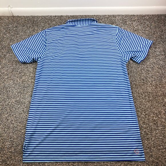 B Draddy Streamsong Polo Shirt Performance Striped Blue Mens Medium - Picture 6 of 10